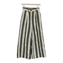 ムルーア MURUA 白 ホワイト グレー ストライプ柄 ワイドパンツ ■GY58