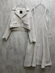 新品 Swingle スウィングル ツイード柄 セットアップ sizeM/クリーム ◇■◎レディース