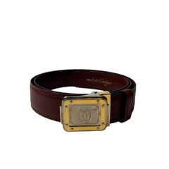 80s Cartier カルティエ ベルト 本革 ボルドー レッド マストライン