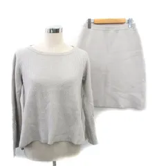 アプワイザーリッシェ Apuweiser-riche セットアップ ニット 長袖 レース タイトスカート ミニ シンプル 2 グレー 灰 /KT3