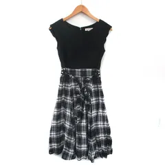 アプワイザーリッシェ Apuweiser-riche ワンピース ロング ノースリーブ コットン チェック 1 ブラック 黒 /KT28