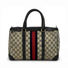 GUCCI GGスプリーム シェリーライン ベージュ ボストンバッグ