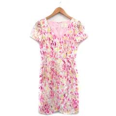 チェスティ Chesty ワンピース 半袖 Vネック ロング 総柄 0 ピンク /KT34