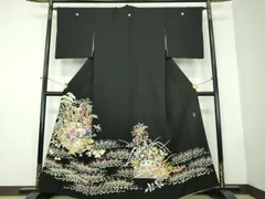 平和屋着物●本加賀友禅作家　木村喜博　黒留袖　飾花鳥文　正絹　逸品　DABD1842ps