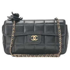 CHANEL シャネル  チョコバー  カメリア  チェーンショルダーバッグ  ラムスキン  黒（ゴールド金具） レディース バッグ  ショルダーバッグ  レディース 【中古】【送料無料】