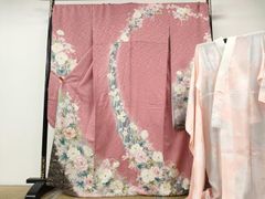 振袖 本絞り 正絹 花車 御所車 古典柄 ピンク 成人式 結婚式 卒業式 