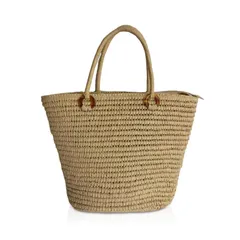 【即日発送】ストローバッグ 大容量 おしゃれ A4 編みバック 手編みかご レディース ショルダーバッグ 肩掛け トートバック レディース ハンドルバック かごバッグ ビーチバッグ 内ポケット 浴衣 裏地付き 花火大会 NICOLE&DORIS 海辺