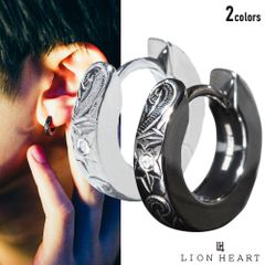 ライオンハート LEO シャープフープピアス ブラックジルコニア 片耳用