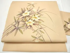 平和屋着物●塩瀬　九寸名古屋帯　作家物　草花文　銀座越後屋扱い　正絹　逸品　CABE8776hy