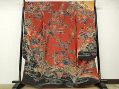 成人式 着物 【振袖】古典調 紅型 作家物・染め・宮崎良次 宮崎紅型 京紅型 振袖 黒 竹 宮崎良次 古典