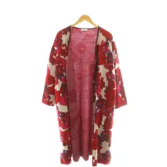 プランテーション plantation 花柄 ニット ガウン コート M レッド アイボリー /DF ■OSのサムネイル