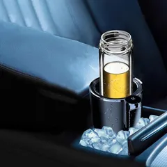 YuraYura ドリンクホルダー 車 保冷 保温 4-59℃ ドリンククーラー 車用 12V車専用 家用 2in1 車載用 保冷保温ホルダー カップホルダー 保冷ホルダー 車中泊 小型 車載ホルダー カー用品 シガー電源 日本語説明書付き R4 193