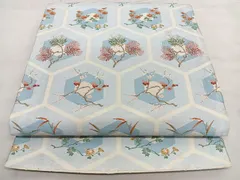 平和屋着物◎六通柄袋帯　唐織　亀甲枝花文　金糸　正絹　逸品　BAAX4022qwのサムネイル