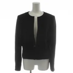 ランバン LANVIN ノーカラージャケット 上着 38 黒 ブラック 長袖 ショート丈 0703108-00-A14 /GG ■GY59のサムネイル