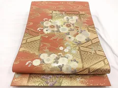 平和屋着物◎六通柄袋帯　織弓司　御所解四季花紋　金糸　正絹　逸品　BAAX1854hvのサムネイル