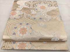 正絹】未仕立て 刺繍 蘇州刺繍/相良刺繍 六通 袋帯 総柄フォーマル