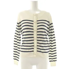 ジャスグリッティー JUSGLITTY パールボタン アンサンブルニット カーディガン カットソー ボーダー ビジュー装飾 2 紺 アイボリー /CX ■OS