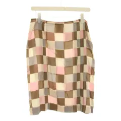 アルベルタ フェレッティ ALBERTA FERRETTI スカート ひざ丈 絹 シルク I40 茶色 ブラウン ベージュ ピンク グレー チェック /YM ■GY49のサムネイル