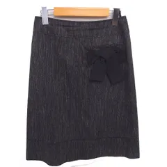 ランバン LANVIN collection 台形 スカート リボン 膝下丈 バックジップ 38 チャコールグレー /TT