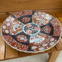 肥前有田焼 色絵大皿 直径41cm 超大型 金彩 古伊万里調 飾り皿