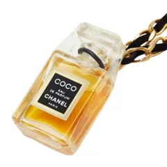 シャネル 香水瓶 パフュームボトル モチーフ ネックレス クリア ゴールド ブラック ガラス メッキ ベロア レディース CHANEL【1-0265937】