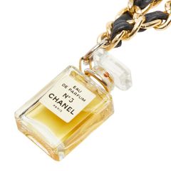 샤넬 NO5 향수병 퍼퓸 병 모티브 목걸이 클리어 골드 블랙 유리 도금 가죽 여성 CHANEL [1-0265938]