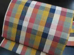 a2506-108 名古屋帯 九寸 美品 正絹 名古屋仕立て 全通 格子模様