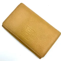 ヒロフ HIROFU 二つ折り財布 Hロゴ レザー ベージュ イタリア製 本革