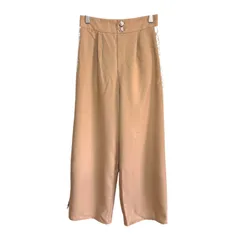 axes femme アクシーズファム ワイドパンツ M ベージュ レース切替 フレアパンツ ガウチョ きれいめ フェミニン レディース lace wide pants