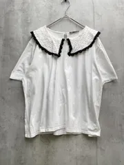ZARA ザラ 襟フリル付 Tシャツ sizeUSA L/白 ■◆レディース