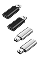 【在庫セール】YFFSFDC USB C to ミニUSB 変換アダプタ 4個セット USB C (メス) - Mini USB(オス)アダプター USB Mini Bオスto USB C 変換コネクタ 充電とデータ転送 変換アダプター (ブラック、シルバー)