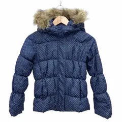 ギャップキッズ GAP KIDS 中綿ジャケット 140 紺 ネイビー ドット柄 ファー付きフード 長袖 /TZ ■GY60