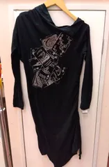 M17　ヴィヴィアンウエストウッドレッドレーベル　Vivienne Westwood　変形デザイン　ゴシック　パンク　トランプ柄カットソー　片サイド絞り　斜めカットソー　カシミヤ混  春秋　タイトロングのサムネイル