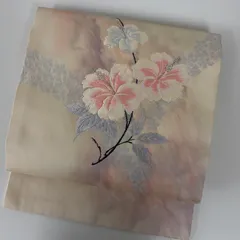 名古屋帯 唐織 上品な花柄 織り出し 九寸 正絹 着物 MA-5840