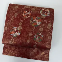 名古屋帯 正絹 引き箔 唐織 花輪 九寸 MA-6011