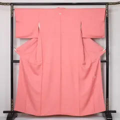 色無地 袷 身丈158cm 裄丈66cm 正絹 直江良三 Sランク Mサイズ 広衿 一つ紋（下り藤） セミフォーマル 作家物 落款 ピンク系 1219-12475