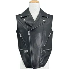 サンローラン SAINT LAURENT レザー ダブルライダースベスト 344678 ブラック レザー メンズ ベストのサムネイル