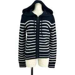 クリスチャン・ディオール Christian Dior ボーダーニットパーカー 314G12AM724 ネイビー コットン レディース パーカーのサムネイル