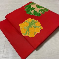 ④ 名古屋帯 塩瀬 薄い水色に流水 刺繍 銀座【H-1032】絽塩瀬地 染