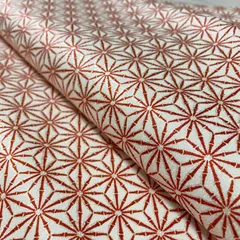 名古屋帯 全通 両面 麻の葉模様 九寸 正絹 着物 X-288