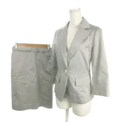 プロポーション ボディドレッシング PROPORTION BODY DRESSING スーツ ジャケット 2 スカート 1 グレー 七分袖 ノッチドラペル ベルト付き /MN1 ■GY58