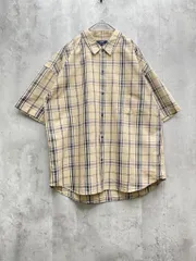 BEAMS HEART ビームスハート 42-01-0198-413 チェック スナップボタン ビッグシルエット 半袖 シャツ sizeM/ベージュ ■◆メンズ