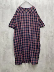 Sunny clouds サニークラウズ フェリシモ チェック 半袖 ワンピース sizeM/黒ｘ赤 ■◆レディース