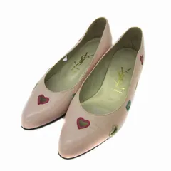 イヴサンローラン YVES SAINT LAURENT シューズ パンプス ポインテッドトゥ コーンヒール ローヒール ハート柄 レザー 34.5 21.5㎝ マルチカラー ピンク SH6514 /YS15 ■GY53