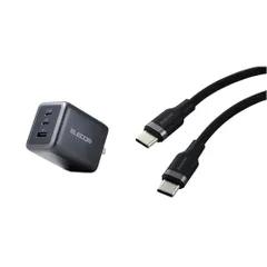 【Type-Cケーブルセット】 エレコム 充電器 100W 3ポート Type-C USB-A USB PD対応 スイング式プラグ採用 ブラック EC-AC104100BK + エレコム USB Type C ケーブル 1m 100W PD対 34498943