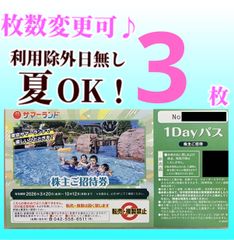 東京サマーランド株主ご招待券 1DAYパス フリーパス 株式優待 5 