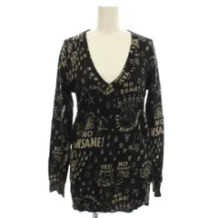 ヒステリックグラマー HYSTERIC GLAMOUR Vネック ニット セーター 長袖 総柄 F 黒 ブラック 2NS-5040 /☆G