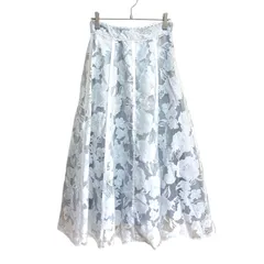 axes femme アクシーズファム フレアスカート F 水色 ライトブルー 花柄 シアー レース 透け感 ロング フェミニン レディース