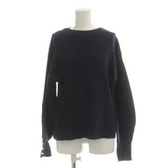 ナノユニバース nano universe ニット セーター F 紺 長袖 ラウンドネック パール装飾 /JP