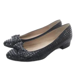 ジルスチュアート JILL STUART リボン ポインテッドトゥ パンプス 23cm 黒